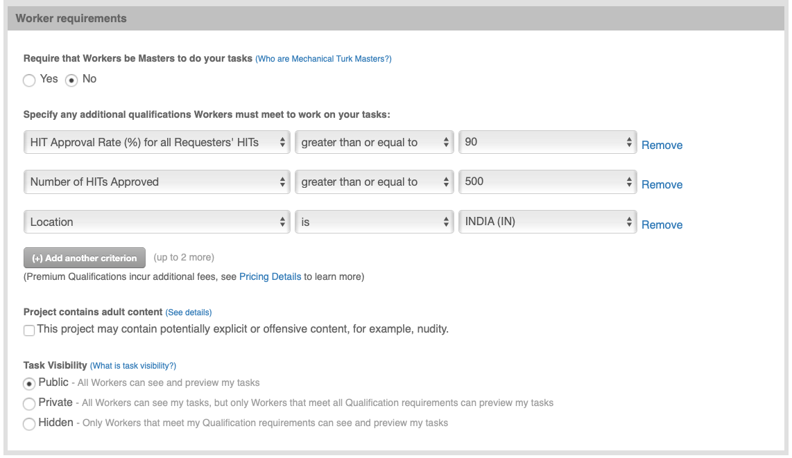 Edit the Worker Requirements for your project